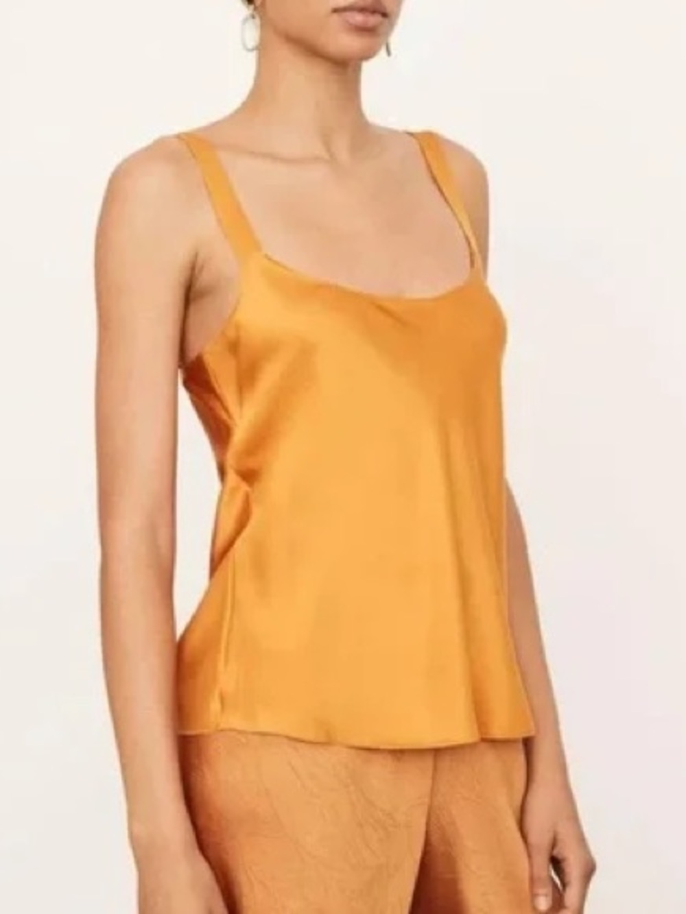 VINCE Silk Satin Scoop-Neck Cami in Burnt Orange Sz M GUC